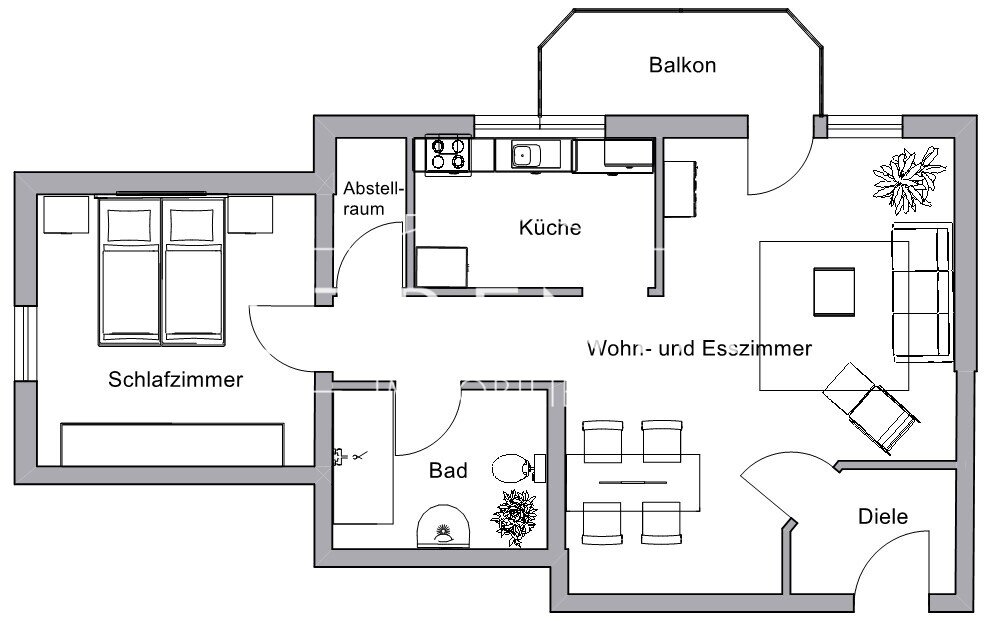 VERKAUFT! Helle 2-Zimmer-Wohnung mit Balkon und Stellplatz auf dem Kupferberg